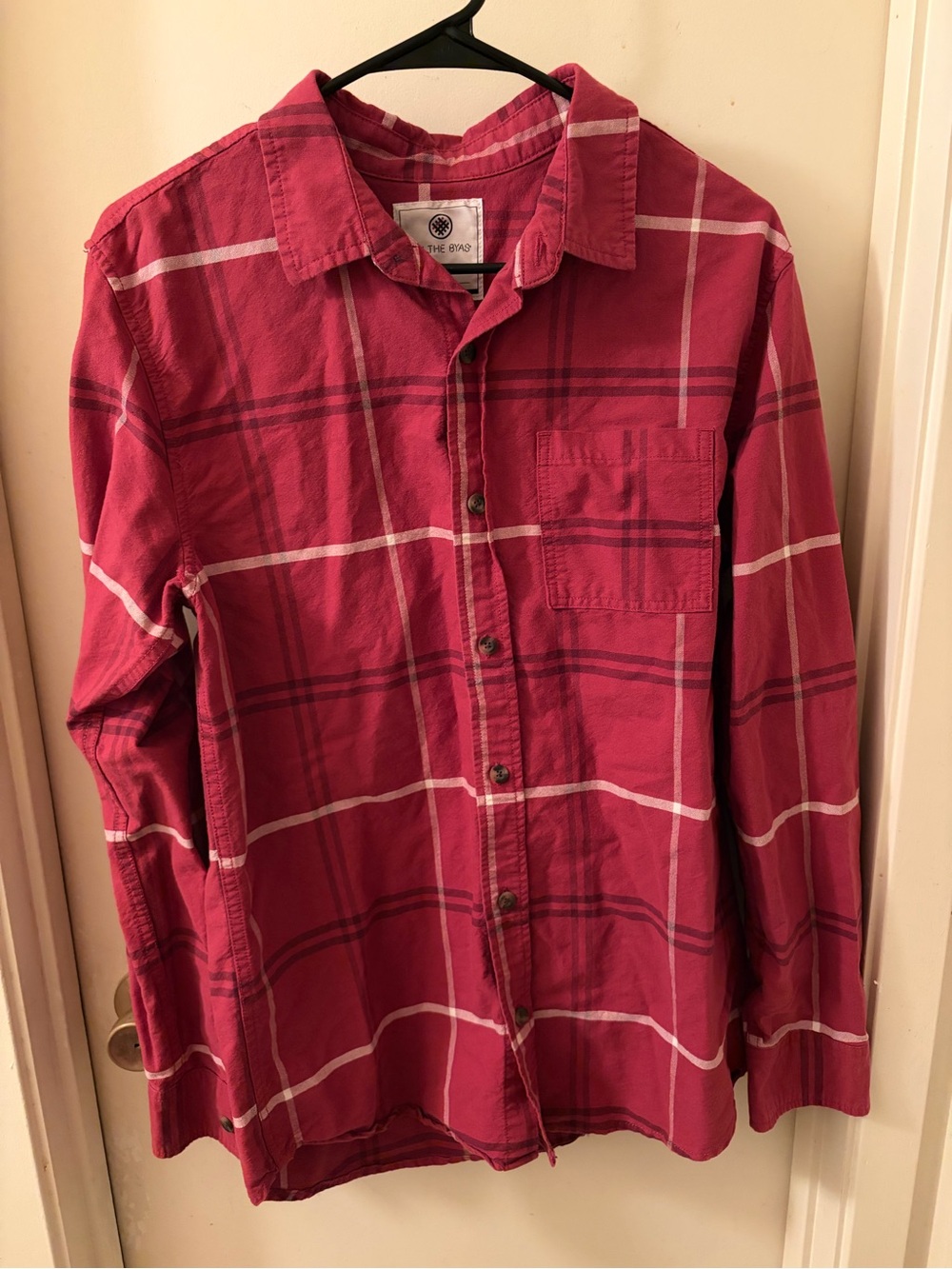 on the byas Men's Burgundy Plaid Button-Down Shirt